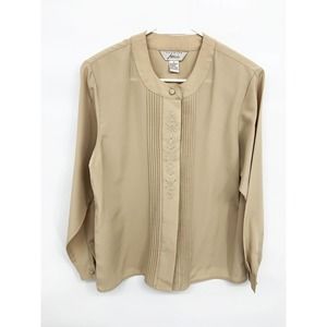 Fashion Attitudes Womens Long Sleeve Pleated Embroidered Blouse Size 8